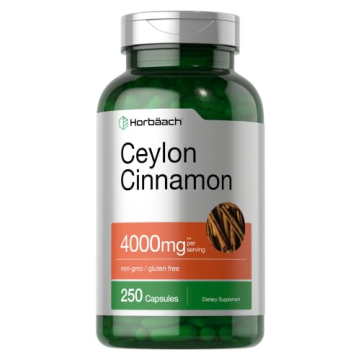 Horbaach Ceylon Cinnamon Capsules 4000mg | 250 Count | Non-GMO, Gluten Free
