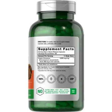 Premium Horbaach Ceylon Cinnamon Capsules 4000mg - 250 Count