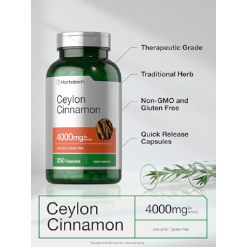 Premium Horbaach Ceylon Cinnamon Capsules 4000mg - 250 Count