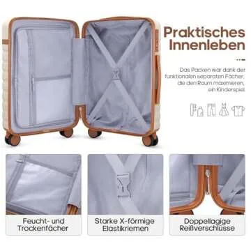 UKEIN Luggage Sets 3 Piece, Carry On Luggage 20 Inch With Spinner Wheels,PC Hardside Suitcase Set wi...