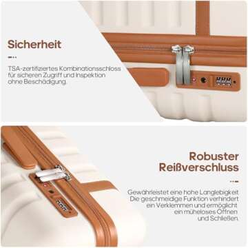 UKEIN 3 Piece Luggage Set with Spinner Wheels and TSA Lock