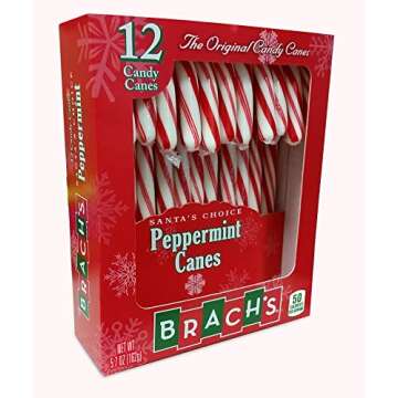 Ferrara (1) Box Brach's Peppermint Flavor Candy Canes - 12pc Individually Wrapped Holiday Candy per ...