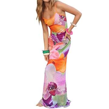 Gorgeous ABYOVRT Floral Backless Dress for Women