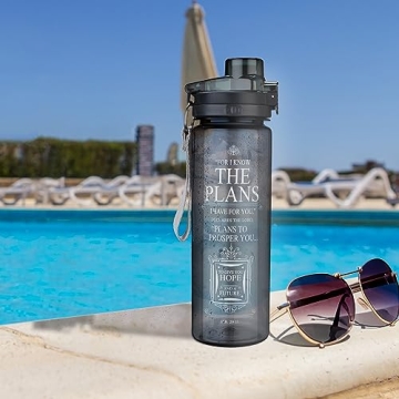 Inspirational Black Sports Water Bottle 28 oz BPA-Free