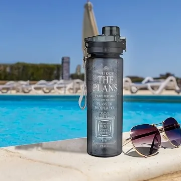 Inspirational Black Sports Water Bottle 28 oz BPA-Free