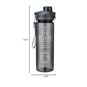 Inspirational Black Sports Water Bottle 28 oz BPA-Free