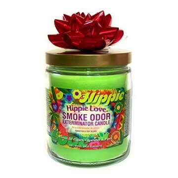 Smoke Odor Exterminator 13 oz Jar Candles Hippie Love, (2) Set of Two Candles.