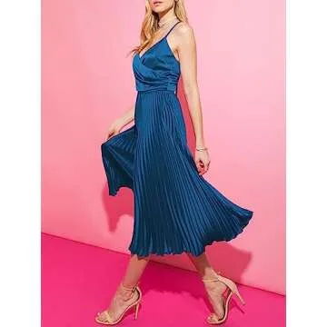 ZAFUL Womens Satin Sexy Backless Party Midi Dress