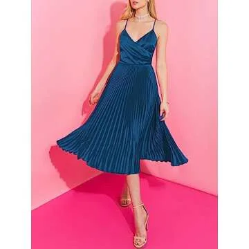 ZAFUL Womens Satin Sexy Backless Party Midi Dress