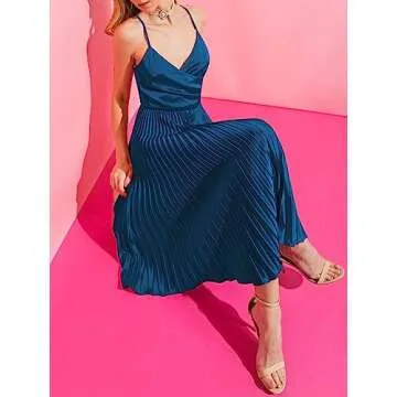 ZAFUL Womens Satin Sexy Backless Party Midi Dress