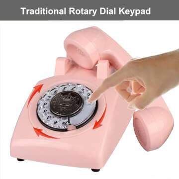 Landline Telephones, TelPal Corded Telephone Classic Rotary Dial Home Phones Antique Vintage Phone of 1930s Old Fashion Business Telephone Home Office Decor