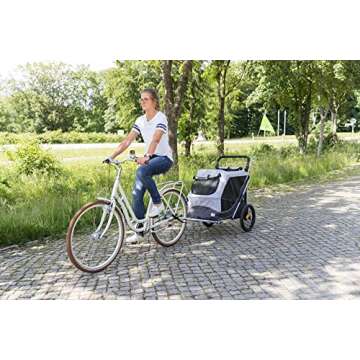 TRIXIE Quick-Fold Convertible Dog Bike Trailer, Carrier for Medium Dogs up to 66 lbs, Quick Set-up and Fold Down, Easily Converts to Pet Stroller