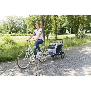 TRIXIE Quick-Fold Convertible Dog Bike Trailer, Carrier for Medium Dogs up to 66 lbs, Quick Set-up and Fold Down, Easily Converts to Pet Stroller
