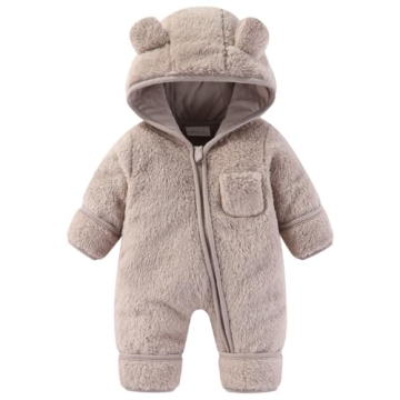 XIFAMNIY Adorable Newborn Baby Winter Snowsuit with Fold-Over Mittens and Footies