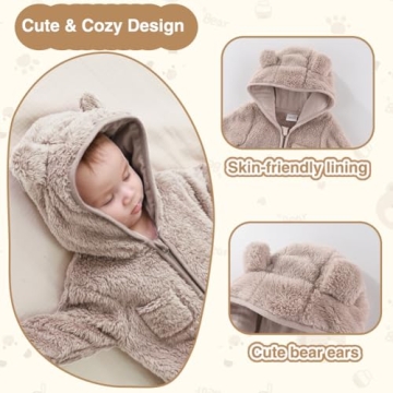 XIFAMNIY Newborn Baby Winter Snowsuit - Adorable Bear Onesie
