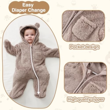 XIFAMNIY Newborn Baby Winter Snowsuit - Adorable Bear Onesie