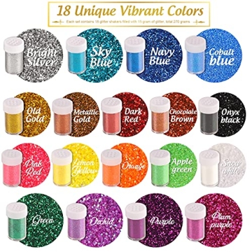 LEOBRO 18 Pack Fine Glitter for Crafting Projects
