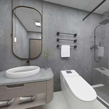 16"×118" Dark Grey Black Concrete Wallpaper Peel and Stick 3D Matte Textured Thick Concrete Cement ...