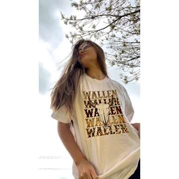 Retro Steer Skull Western T-Shirts Women Leopard Vintage Graphic Tees Country Concert Shirt Cowboy Short Sleeve Tops (Meduim, Apricot)