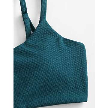 ZAFUL Sexy One Shoulder Bikini 2 Piece Set High Cut Halter Bathing Suit