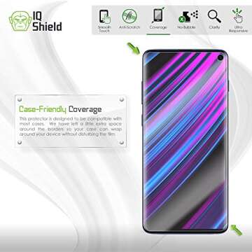 IQShield Screen Protector Compatible with Galaxy S10 6.1 (2-Pack)(Case Friendly) Anti-Bubble Clear TPU Film (NOT Compatible with Verizon Samsung S10 5G 6.7 inch)