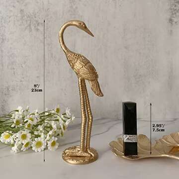 Tricune Metal Crane Ring Holder Stand for Jewelry, Engagement Ring and Wedding Ring Display, Gold Decorative Ornaments Home Decor for Living Room, Bedroom, Desktop, Cabinets …