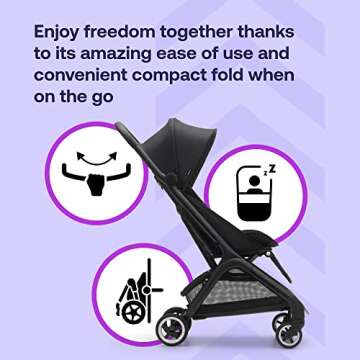 Bugaboo Butterfly - 1 Second Fold Ultra-Compact Stroller - Lightweight & Compact - Great for Travel - Midnight Black