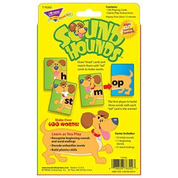 Trend Enterprises: Sound Hounds Word Building Card Game, Match Word Beginnings with Endings to Spell Words and Score Points, Make Over 400 Words, 1 to 4 Players, for Ages 7 and Up