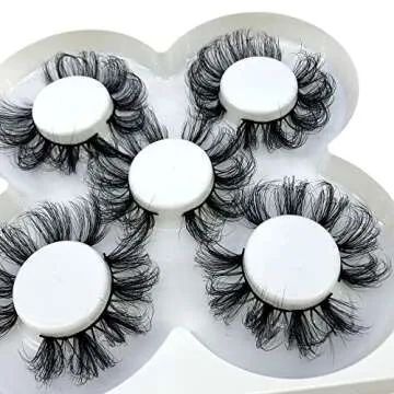 AMSDCN New 5 Pairs 25mm 3D False Eyelashes Thick Dramatic Wispies Fluffy Eyelash Extension Makeup Volume Handmade Faux Mink Lashes (854A)