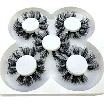 AMSDCN New 5 Pairs 25mm 3D False Eyelashes Thick Dramatic Wispies Fluffy Eyelash Extension Makeup Volume Handmade Faux Mink Lashes (854A)