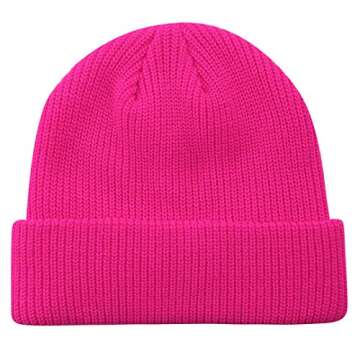 MaxNova Slouchy Beanie Hats Winter Knitted Caps Soft Warm Ski Hat Unisex (Neon Hot Pink)