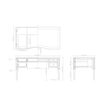 Jennifer Taylor Home JTH Luxe Dauphin Gold Accent 5-Drawer Executive Desk