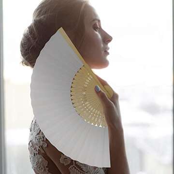 Yookeer 70-Piece White Hand Held Fans for Events and Crafts