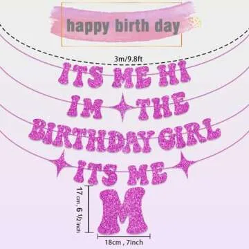 Its Me Hi Im The Birthday Girl Its Me Banner, NO-DIY Glitter Popular Birthday Decorations Banner, Its A Girl Garland for Birthday Party Decorations, Per-strung Hot Pink Girls Birthday Banner