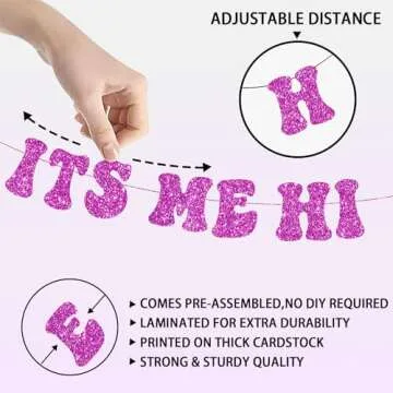 Its Me Hi Im The Birthday Girl Its Me Banner, NO-DIY Glitter Popular Birthday Decorations Banner, Its A Girl Garland for Birthday Party Decorations, Per-strung Hot Pink Girls Birthday Banner