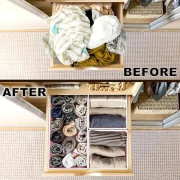 Simple Houseware Foldable Cloth Storage Box Closet Dresser Drawer Divider Organizer Basket Bins for Underwear Bras, Pink (Set of 12)