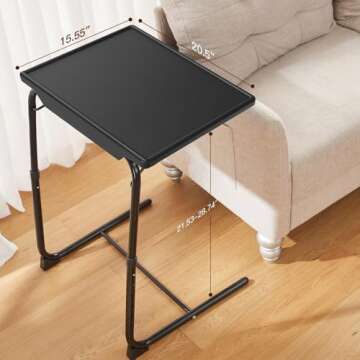 Adjustable TV Tray Table - TV Dinner Tray on Bed & Sofa, Comfortable Folding Table with 6 Height & 3 Tilt Angle Adjustments by HUANUO (2 pack)