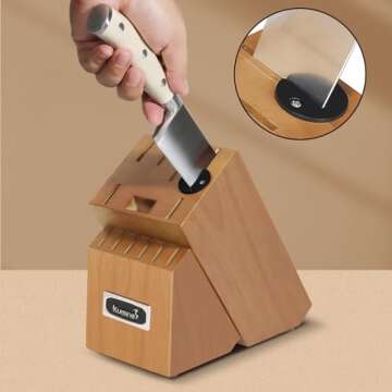 Kuisine Kitchen Chef Knife Block Set with Sharpener