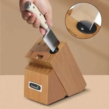 Kuisine Kitchen Chef Knife Block Set with Sharpener