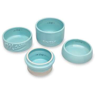 Sparrow Decor Mason Jar Measuring Cups Set - Set of 4 Ceramic Measuring Cups (1/4, 1/3, 1/2, 1 Cup) ...