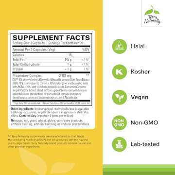 Terry Naturally Curamin - Curcumin Supplement for Circulation & Endorphin Support - Support for Occasional Discomfort - Aids Healthy Muscles - 60 Capsules