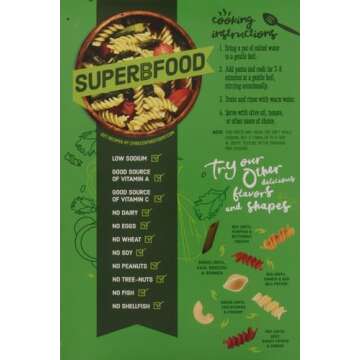 Cybele's Free to Eat Gluten Free & Grain Free Pasta Superfood Green, Rotini High in Plant Based Protein Dairy Free, Nut Free, Soy Free, Allergen Free, Non GMO, Vegan 8oz Box (Pack of 1)