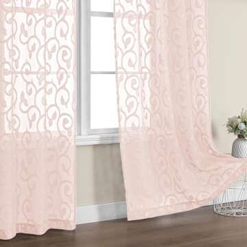 Elegant OWENIE Blush Sheer Curtains for Every Room