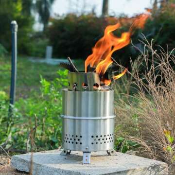 Vipush Portable Tabletop Fire Pit - 5.5 x 9 inch Mini Fireplace Camping Stove Survival Solo Stove wi...