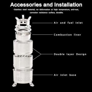 Vipush Portable Tabletop Fire Pit - 5.5 x 9 inch Mini Fireplace Camping Stove Survival Solo Stove with Carry Bag, Outdoor Fire Pit for Picnic Backpacking Hiking Traveling