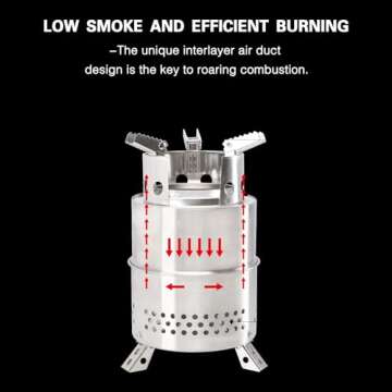 Vipush Portable Tabletop Fire Pit - 5.5 x 9 inch Mini Fireplace Camping Stove Survival Solo Stove with Carry Bag, Outdoor Fire Pit for Picnic Backpacking Hiking Traveling