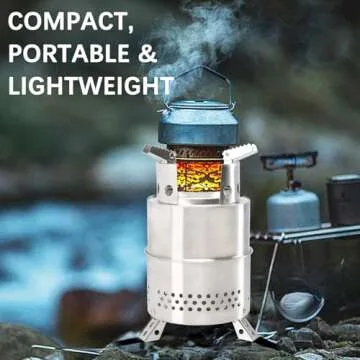 Vipush Portable Tabletop Fire Pit - 5.5 x 9 inch Mini Fireplace Camping Stove Survival Solo Stove with Carry Bag, Outdoor Fire Pit for Picnic Backpacking Hiking Traveling