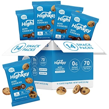 Highkey Sugar Free Cookies Chocolate Chip - Keto Snack Box Gluten Free Cookies Low Carb Cookies Diab...