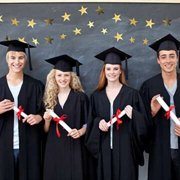 Spakon 65 Feet Glitter Star Paper Garland Banner Hanging Decoration Gold Star Streamers Double Side 2025 Graduation Decorations for Wedding Birthday Festival New Year Party Decoration