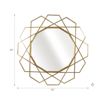 Stunning 35" Round Geometric Wall Mirror for Any Room